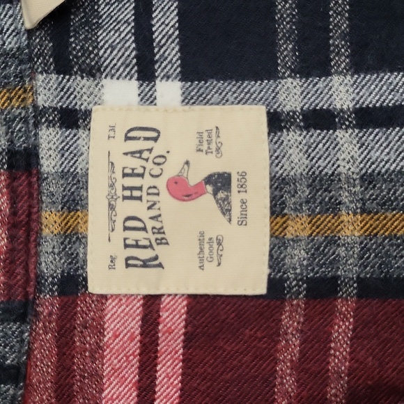 🛍Red Head‎ Mens L Red Black Plaid Long Sleeve Collared Button Down Western - Picture 5 of 7